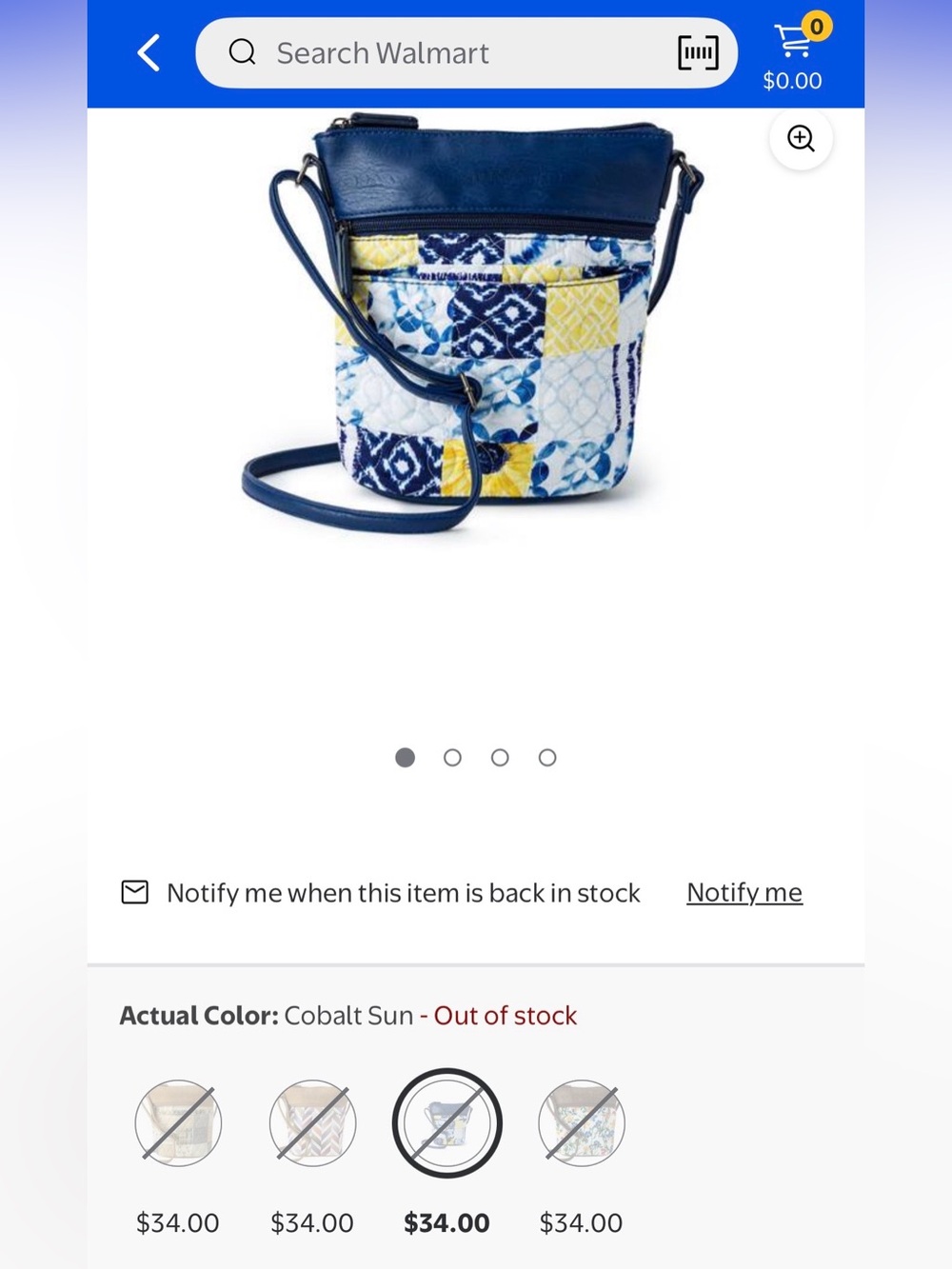 Donna Sharp “Kaelynn” patchwork quilted crossbody bag; in Cobalt Sun design. - Picture 5 of 9
